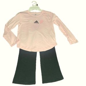 NWT Adidas Girls Longs Sleeves top  and leggings 2piece set size 6